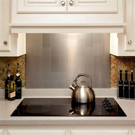 how to install sheet metal backsplash|metal backsplash for kitchen.